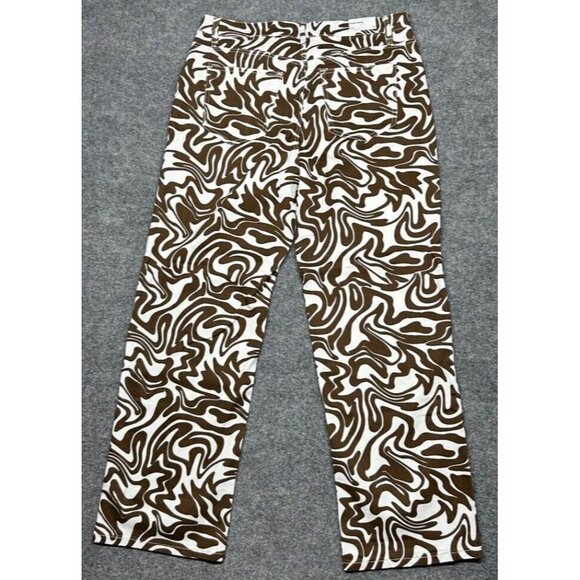 Rue21 Jeans Womens Plus 1X Brown White Denim Skate Straight Leg Wavy Stretch New - Picture 3 of 12